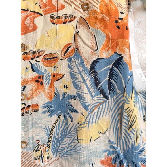 Caribbean Sz L Tropical Print Hawaiin Button Down Shirt Vacation Beach - Picture 7 of 10